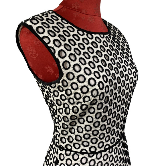 J Crew Lace Overlay Dress Size 2 Black Beige Sleeveless Lined Casual Daytime - Picture 7 of 11